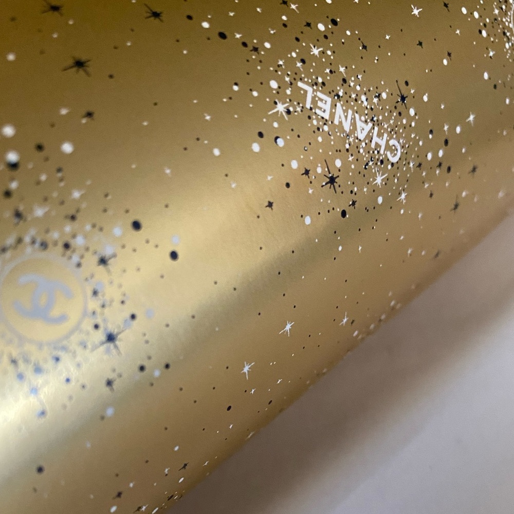 Boxes & 9’ Roll CHANEL Gold and White Star Luxury Gift Wrap